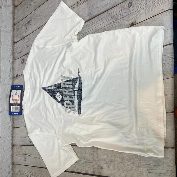 NWT Sperry Youth Swim Shirt Quick dry 30+ UPF Size L (14/16) - Picture 2 of 4